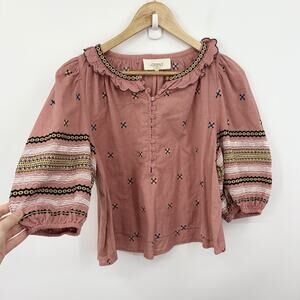 The Great Top Women 1 Small Floral Embroidered Boho Artsy Folk Indie Romantic